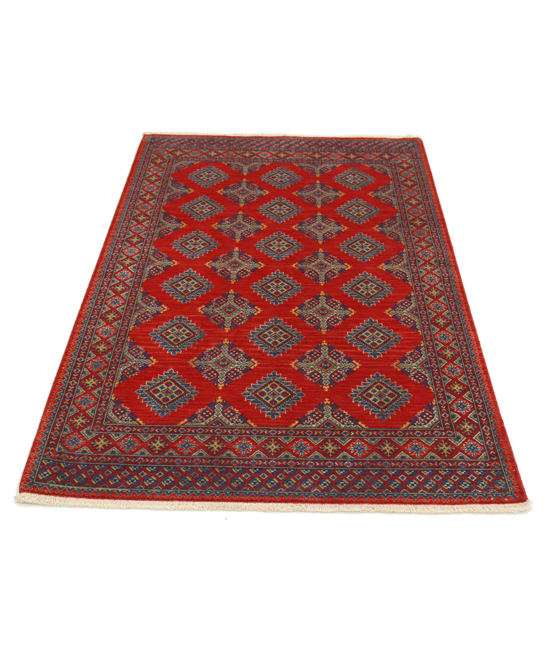 Alfombra Ajrak de lana y seda de bambú - 3'10'' x 6'0''