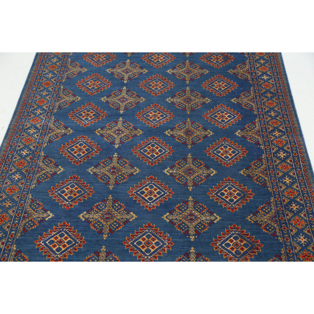 Alfombra Ajrak de lana y seda de bambú - 4'0'' x 6'0''