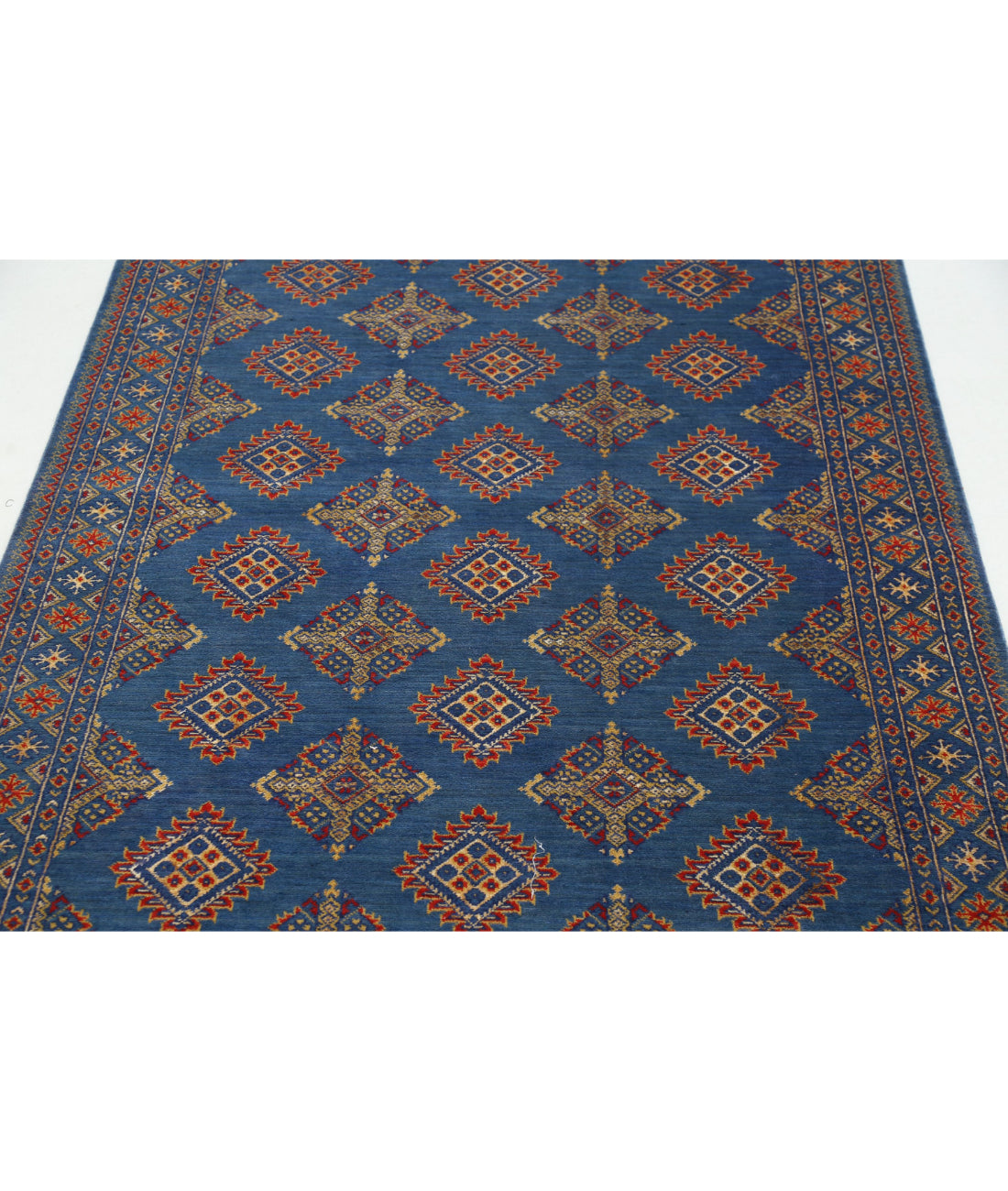 Alfombra Ajrak de lana y seda de bambú - 4'0'' x 6'0''