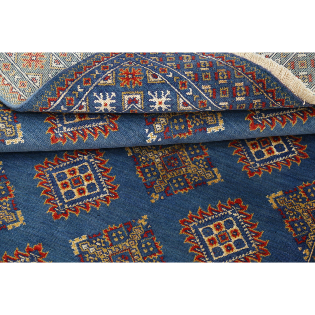 Alfombra Ajrak de lana y seda de bambú - 4'0'' x 6'0''