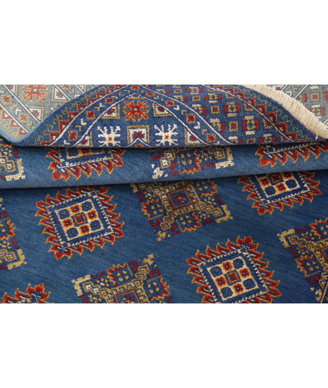 Alfombra Ajrak de lana y seda de bambú - 4'0'' x 6'0''