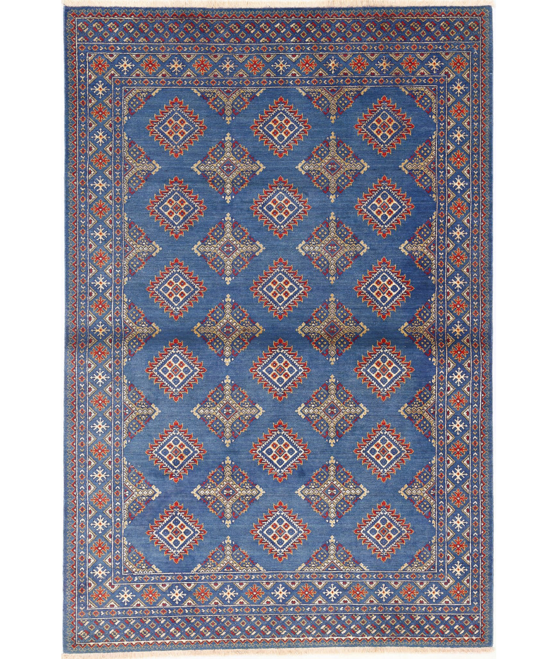 Alfombra Ajrak de lana y seda de bambú - 4'0'' x 6'0''