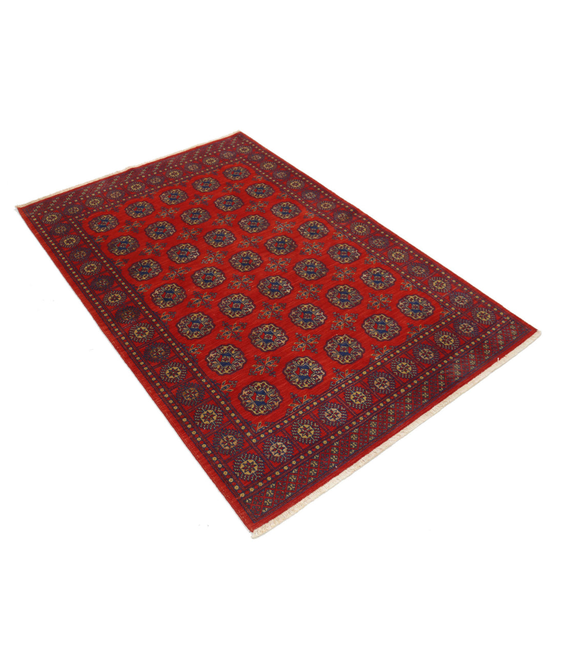 Alfombra Ajrak de lana y seda de bambú - 4'0'' x 6'0''