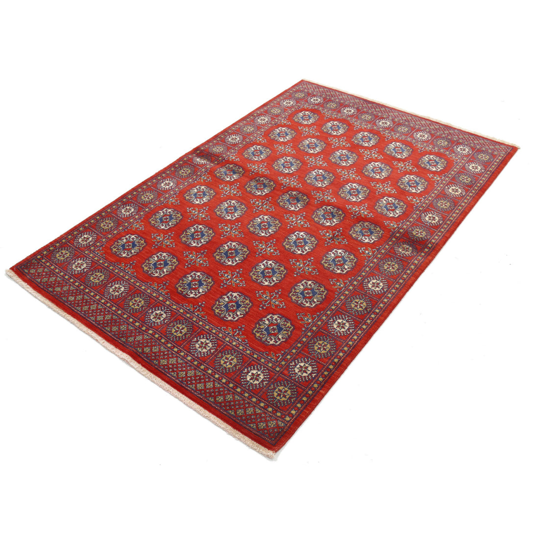 Alfombra Ajrak de lana y seda de bambú - 4'0'' x 6'0''