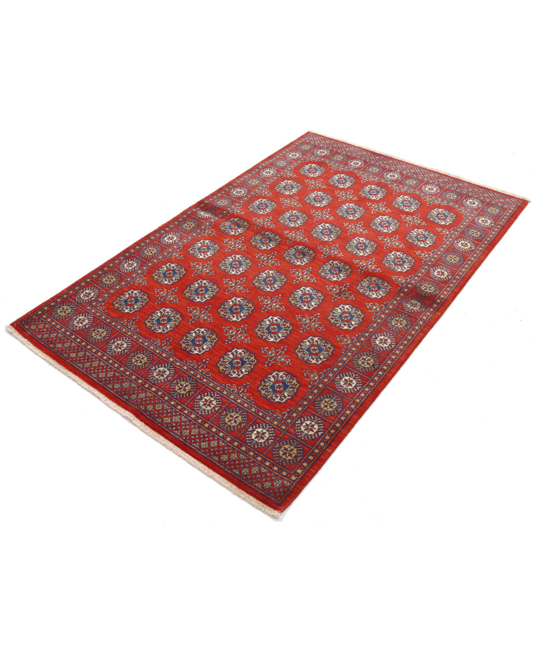 Alfombra Ajrak de lana y seda de bambú - 4'0'' x 6'0''
