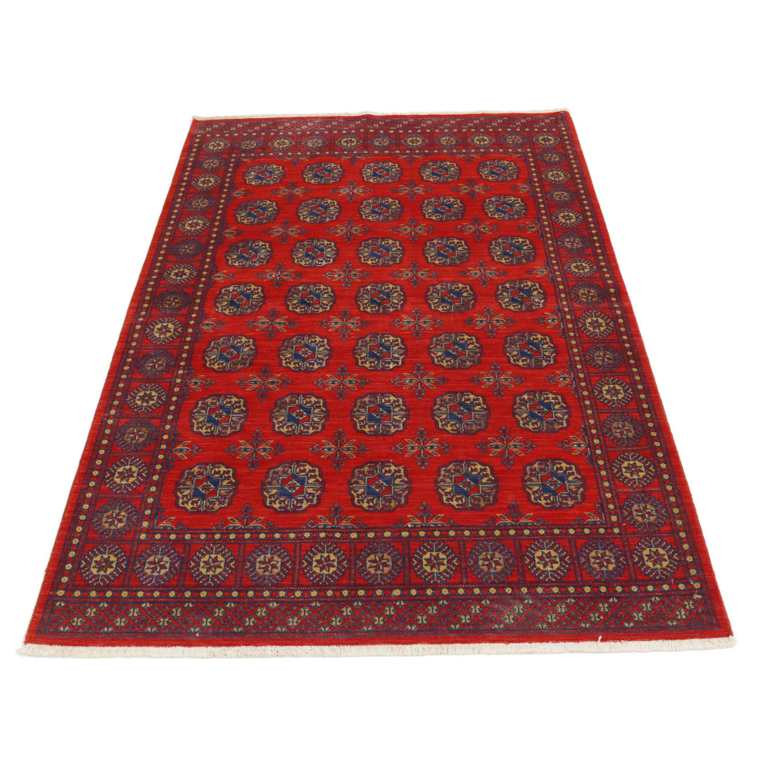 Alfombra Ajrak de lana y seda de bambú - 4'0'' x 6'0''
