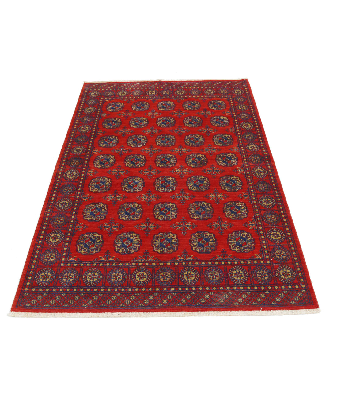 Alfombra Ajrak de lana y seda de bambú - 4'0'' x 6'0''