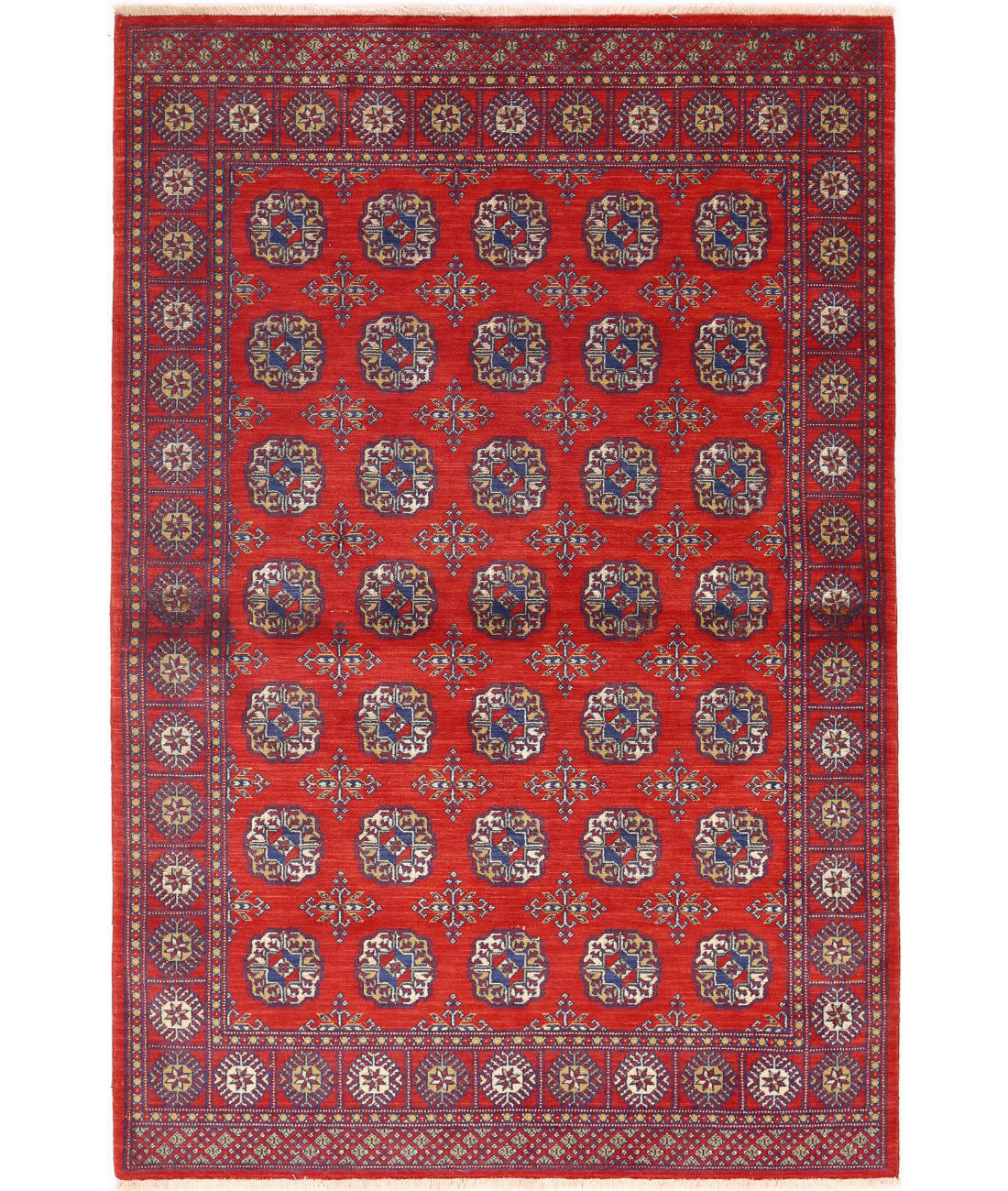 Alfombra Ajrak de lana y seda de bambú - 4'0'' x 6'0''