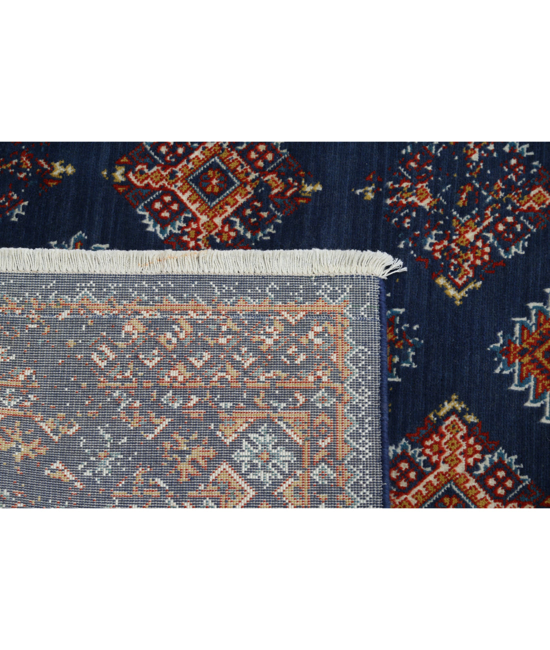 Ajrak Wool & Bamboo Silk Rug - 3'11'' x 6'0'' 3'11'' x 6'0'' (118 X 180) / Blue / Red