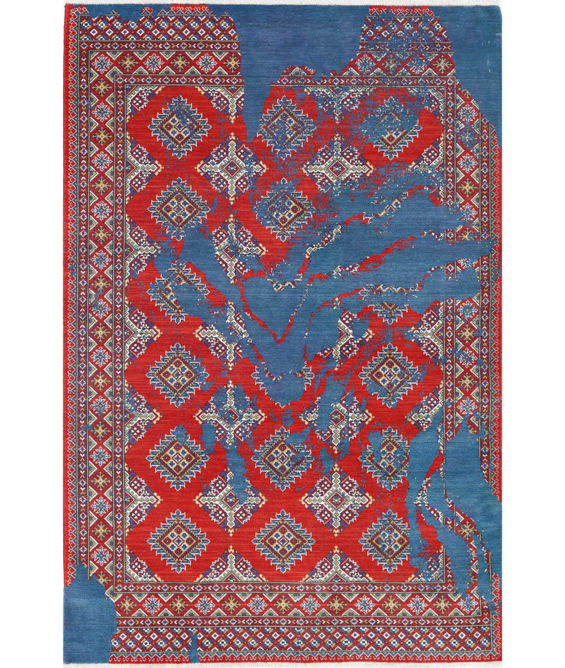 Ajrak Wool &amp; Bamboo Silk Rug - 3&#39;11&#39;&#39; x 6&#39;1&#39;&#39;