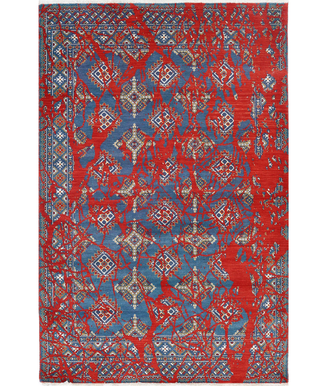 Ajrak Wool & Bamboo Silk Rug - 3'11'' x 6'0''