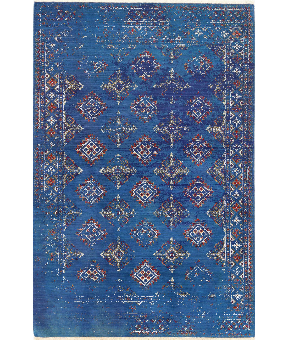 Ajrak Wool & Bamboo Silk Rug - 4'0'' x 6'0''