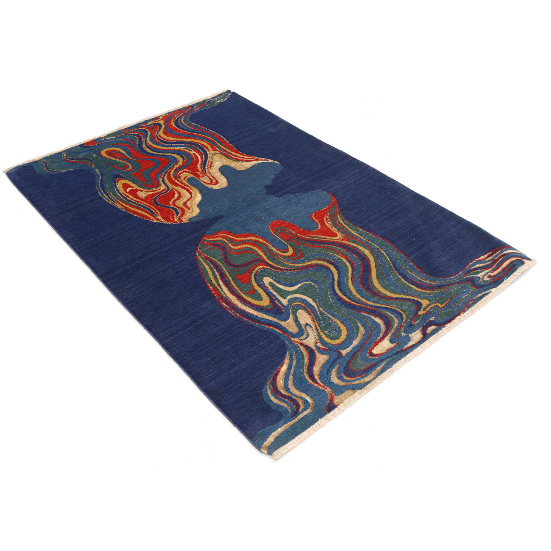 Alfombra Dhanak de lana y seda de bambú - 4'0'' x 5'10''