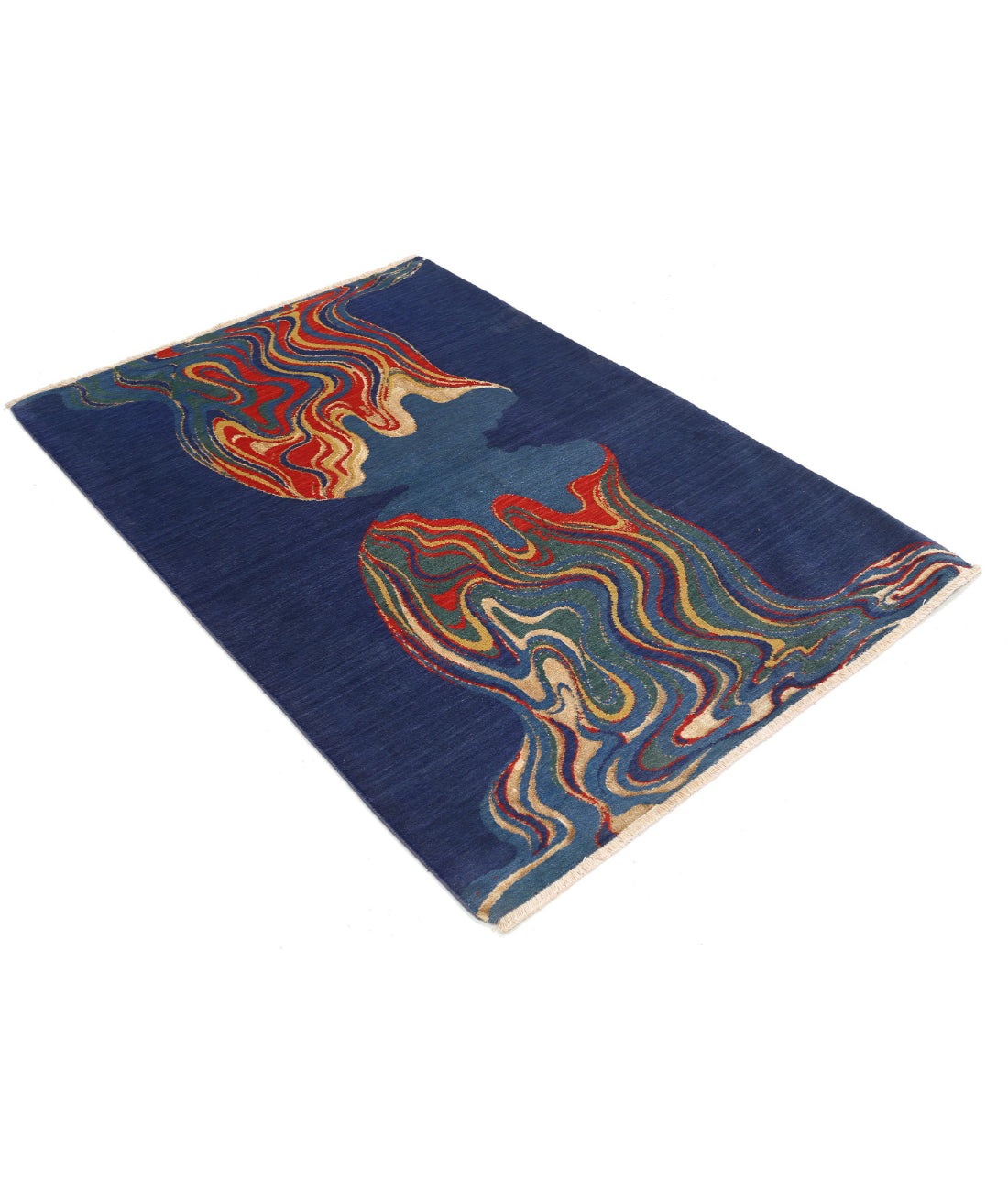 Alfombra Dhanak de lana y seda de bambú - 4'0'' x 5'10''