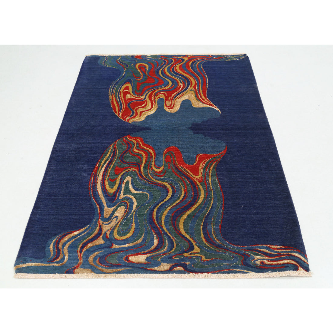Alfombra Dhanak de lana y seda de bambú - 4'0'' x 5'10''