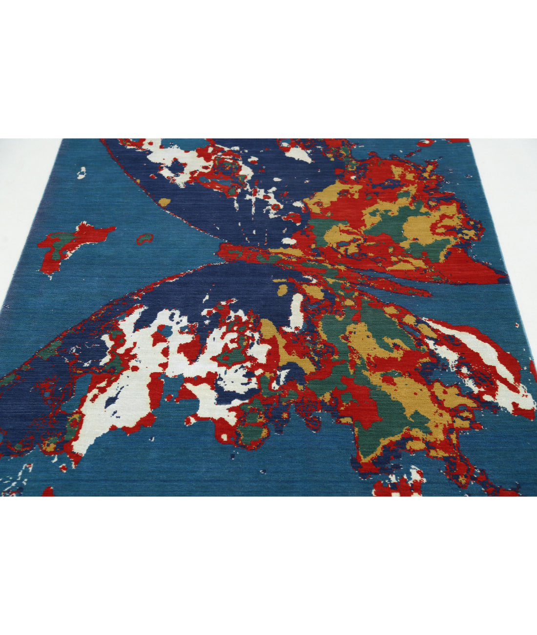 Dhanak Wool & Bamboo Silk Rug - 3'11'' x 6'1'' 3'11'' x 6'1'' (118 X 183) / Blue / Red