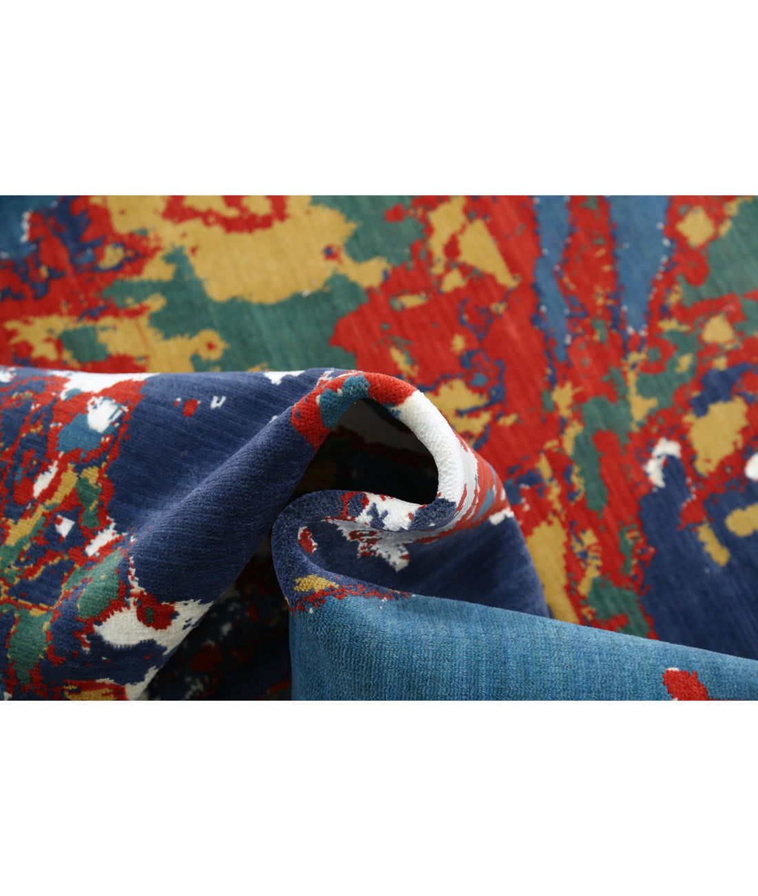 Dhanak Wool & Bamboo Silk Rug - 3'11'' x 6'1'' 3'11'' x 6'1'' (118 X 183) / Blue / Red