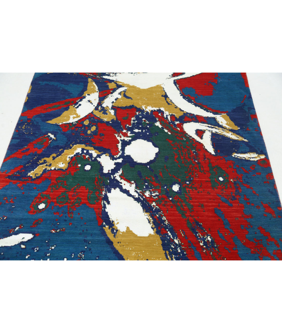 Dhanak Wool & Bamboo Silk Rug - 3'11'' x 5'10'' 3'11'' x 5'10'' (118 X 175) / Blue / Red