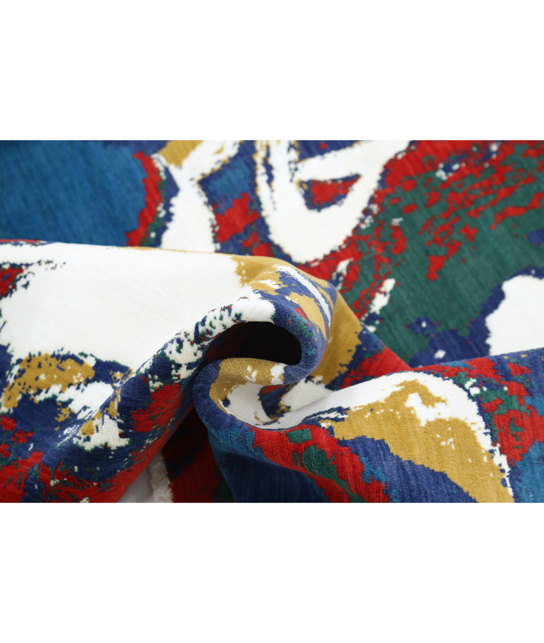 Dhanak Wool & Bamboo Silk Rug - 3'11'' x 5'10'' 3'11'' x 5'10'' (118 X 175) / Blue / Red