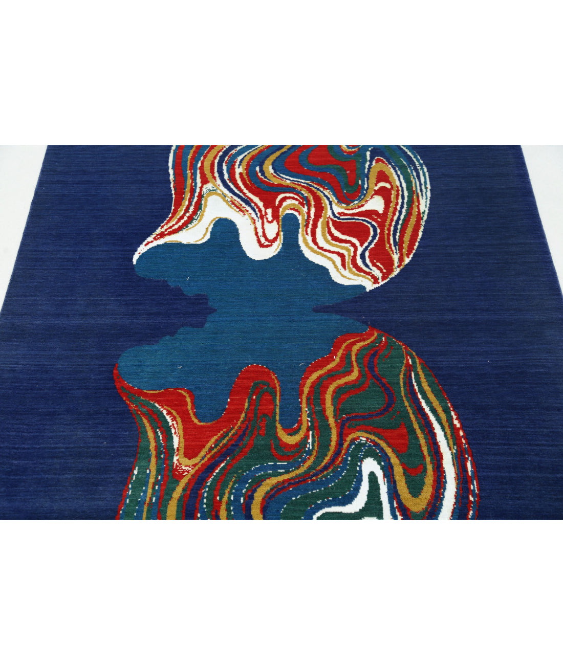 Dhanak Wool & Bamboo Silk Rug - 4'0'' x 5'10'' 4'0'' x 5'10'' (120 X 175) / Blue / Red