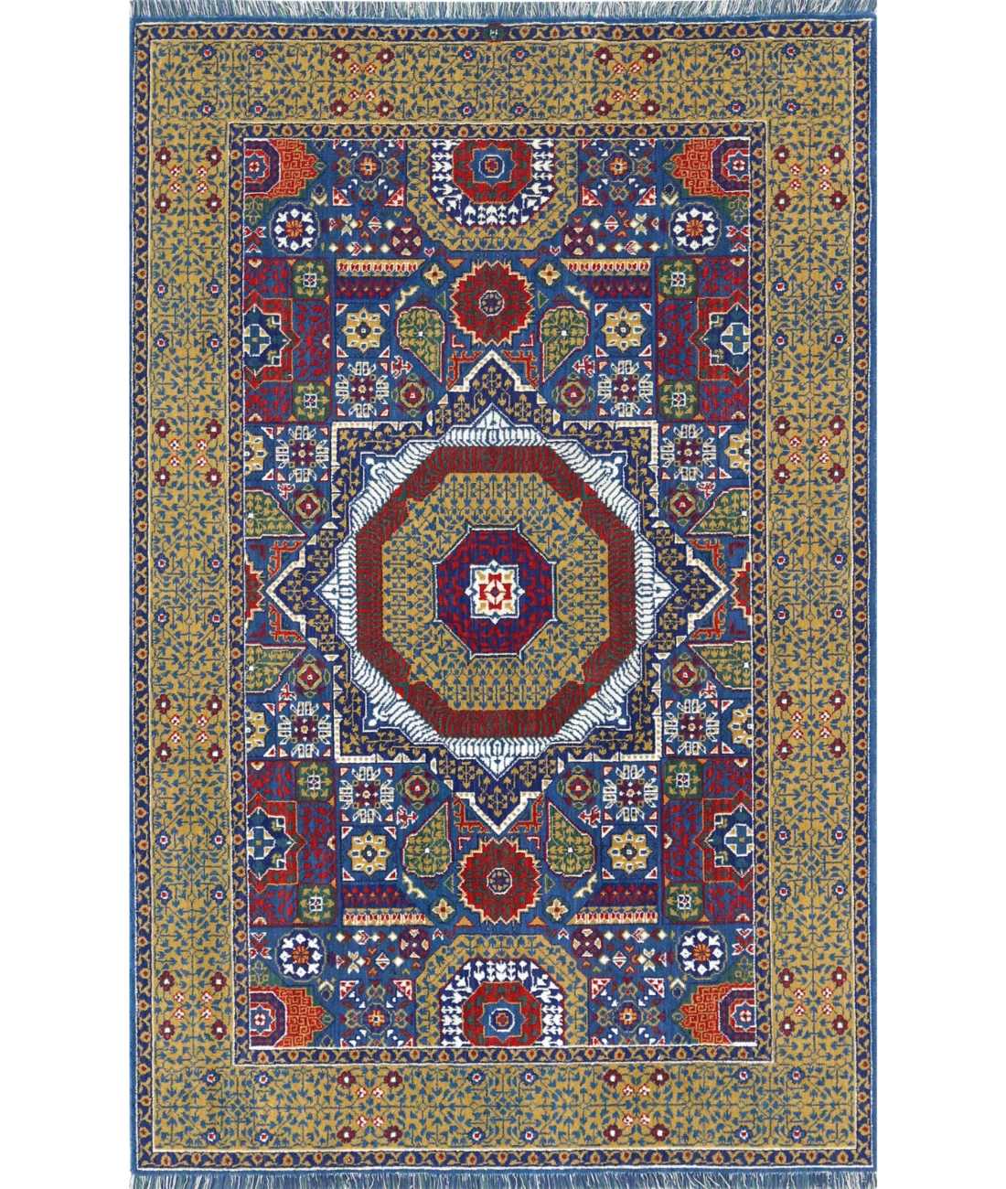 Gulshan Wool & Bamboo Silk Rug - 3'10'' x 6'0'' 3' 10" X 6' 0" (117 X 183) / Blue / Gold