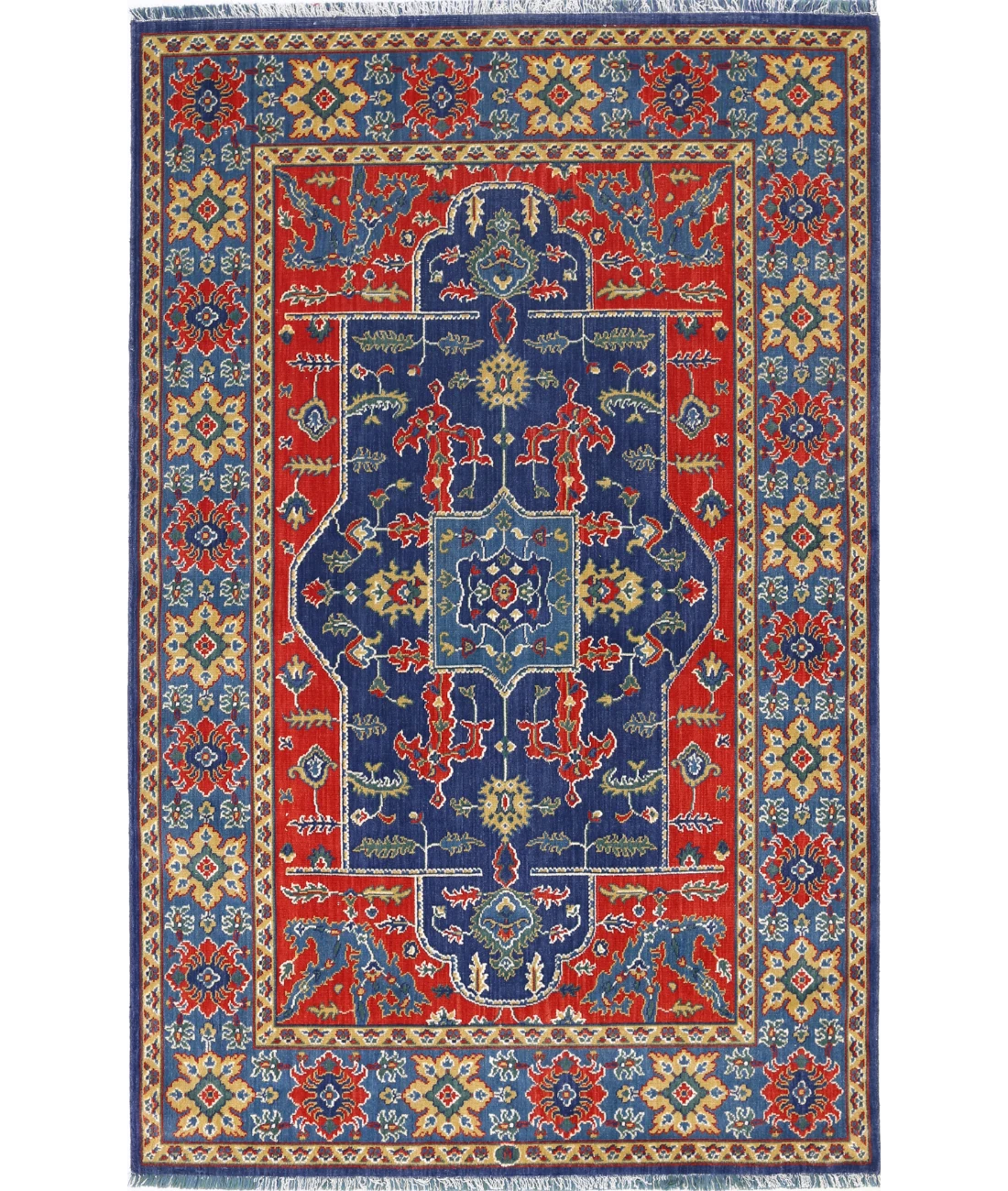 Gulshan Wool & Bamboo Silk Rug - 3'10'' x 6'1'' 3' 10" X 6' 1" (117 X 185) / Red / Blue
