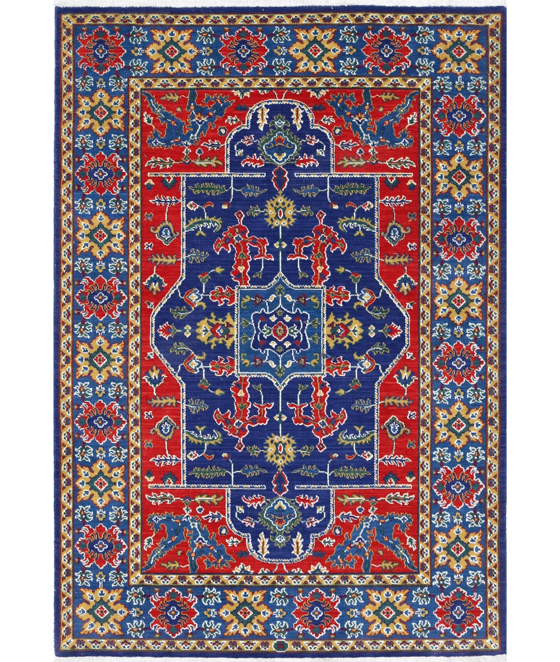Gulshan Wool & Bamboo Silk Rug - 4'0'' x 5'10'' 4' 0" X 5' 10" (122 X 178) / Blue / Red