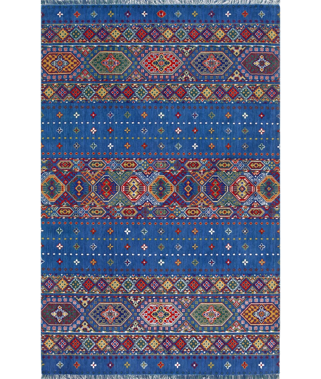 Gulshan Wool & Bamboo Silk Rug - 3'10'' x 6'0'' 3' 10" X 6' 0" (117 X 183) / Blue / Red