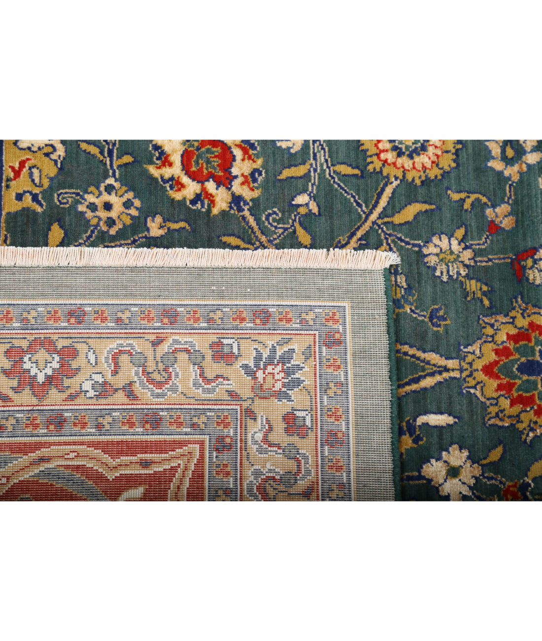 Gulshan Wool & Bamboo Silk Rug - 8'10'' x 12'1'' 8'10'' x 12'1'' (265 X 363) / Green / Red