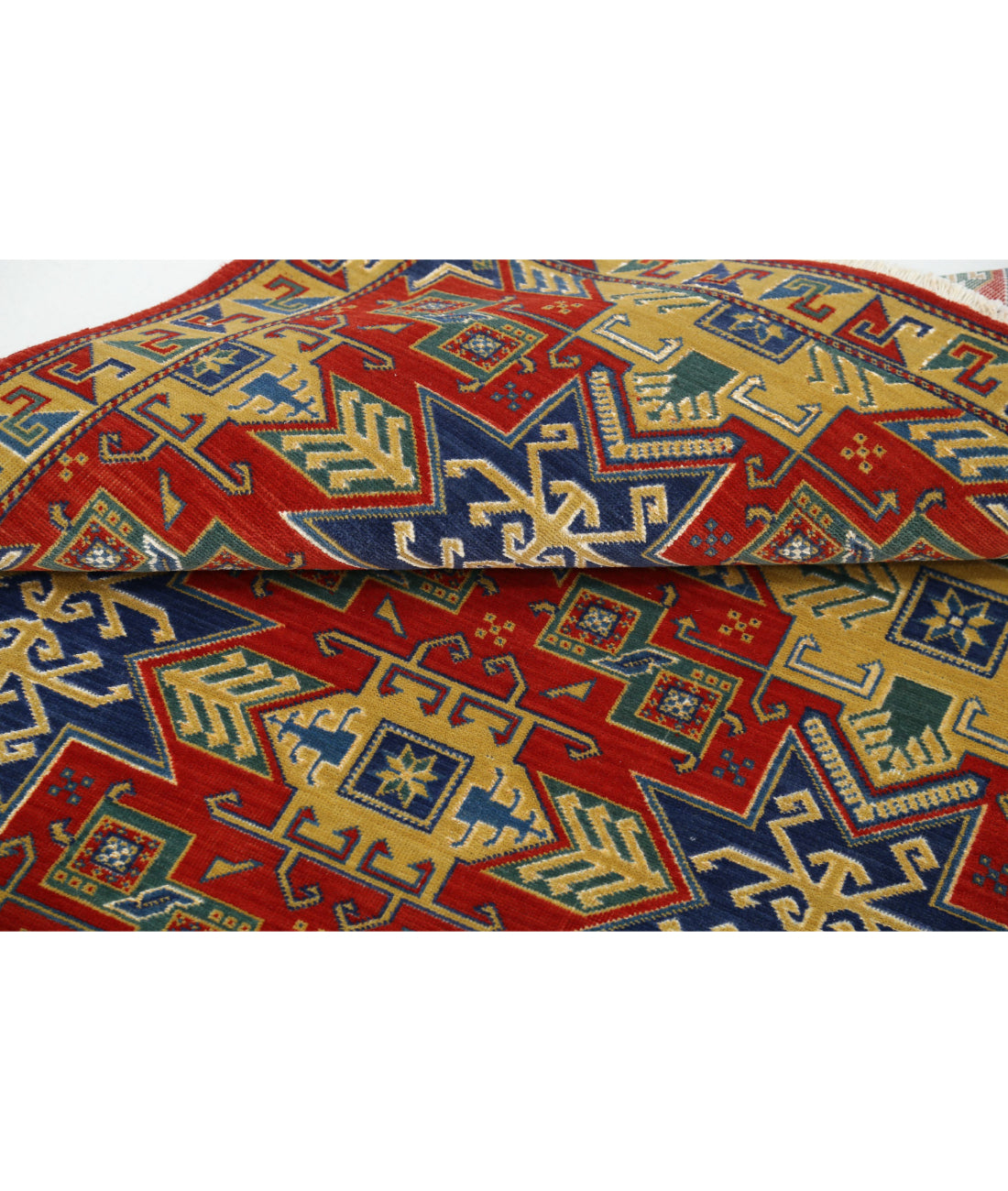 Gulshan Wool & Bamboo Silk Rug - 4'0'' x 5'9'' 4'0'' x 5'9'' (120 X 173) / Red / Blue