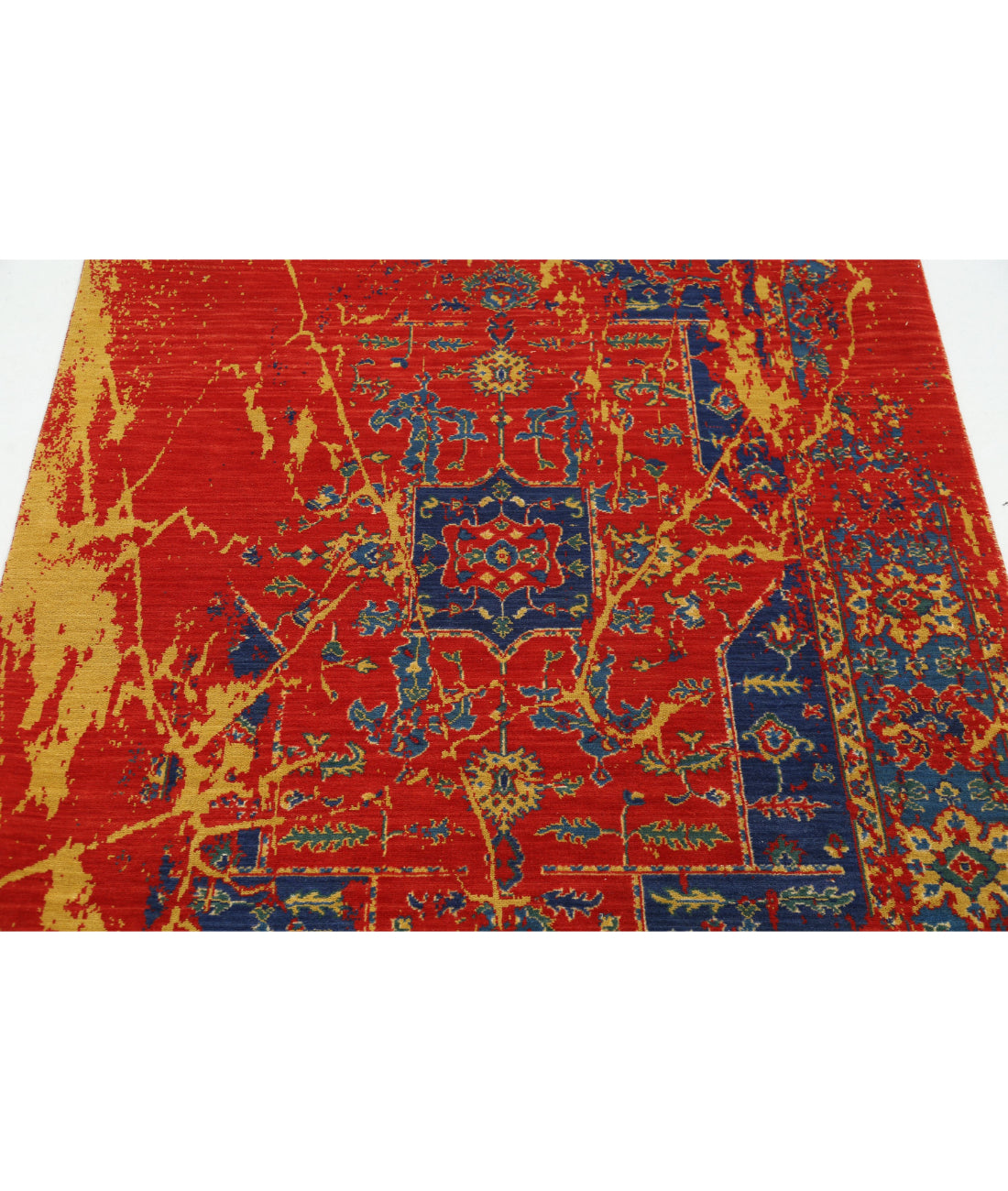 Gulshan Wool & Bamboo Silk Rug - 3'11'' x 5'10'' 3'11'' x 5'10'' (118 X 175) / Red / Blue