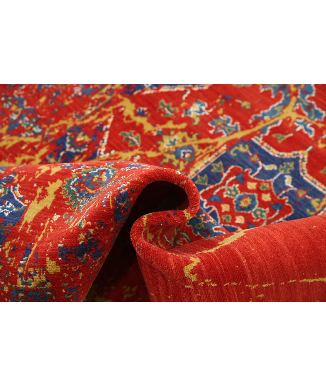 Gulshan Wool & Bamboo Silk Rug - 3'11'' x 5'10'' 3'11'' x 5'10'' (118 X 175) / Red / Blue