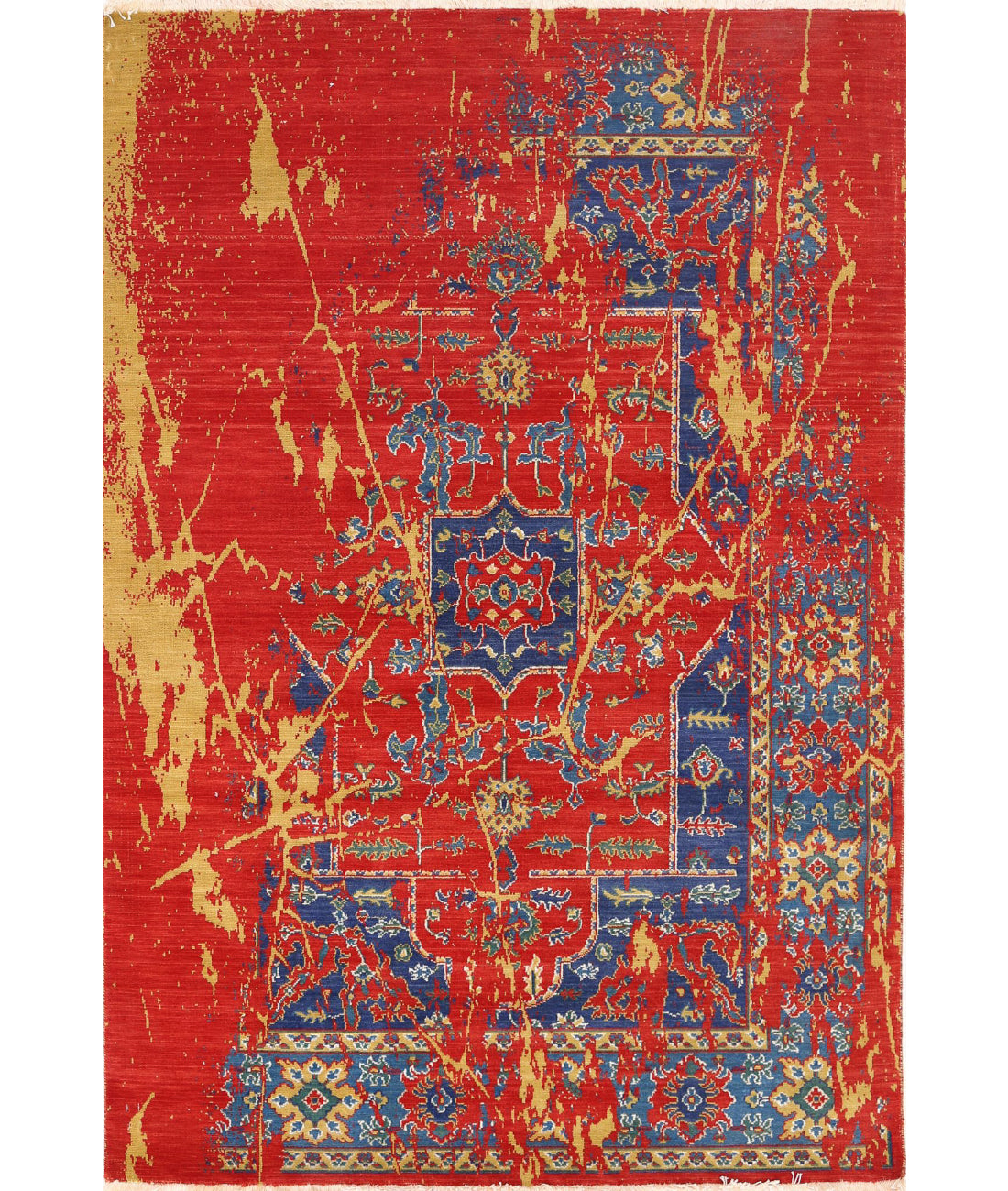 Gulshan Wool &amp; Bamboo Silk Rug - 3&#39;11&#39;&#39; x 5&#39;10&#39;&#39; 3&#39;11&#39;&#39; x 5&#39;10&#39;&#39; (118 X 175) / Red / Blue
