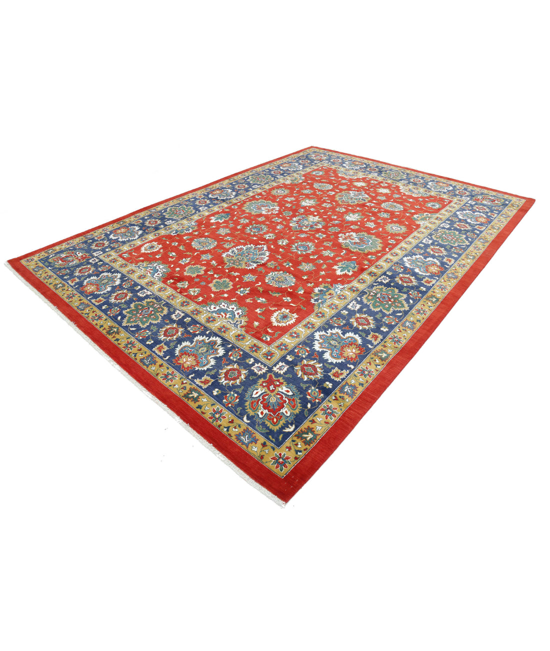 Gulshan Wool & Bamboo Silk Rug - 8'10'' x 12'3'' 8'10'' x 12'3'' (265 X 368) / Red / Blue