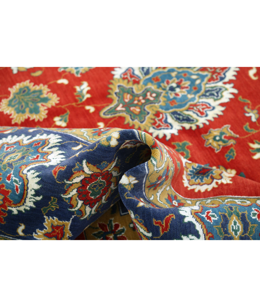 Gulshan Wool & Bamboo Silk Rug - 8'10'' x 12'3'' 8'10'' x 12'3'' (265 X 368) / Red / Blue