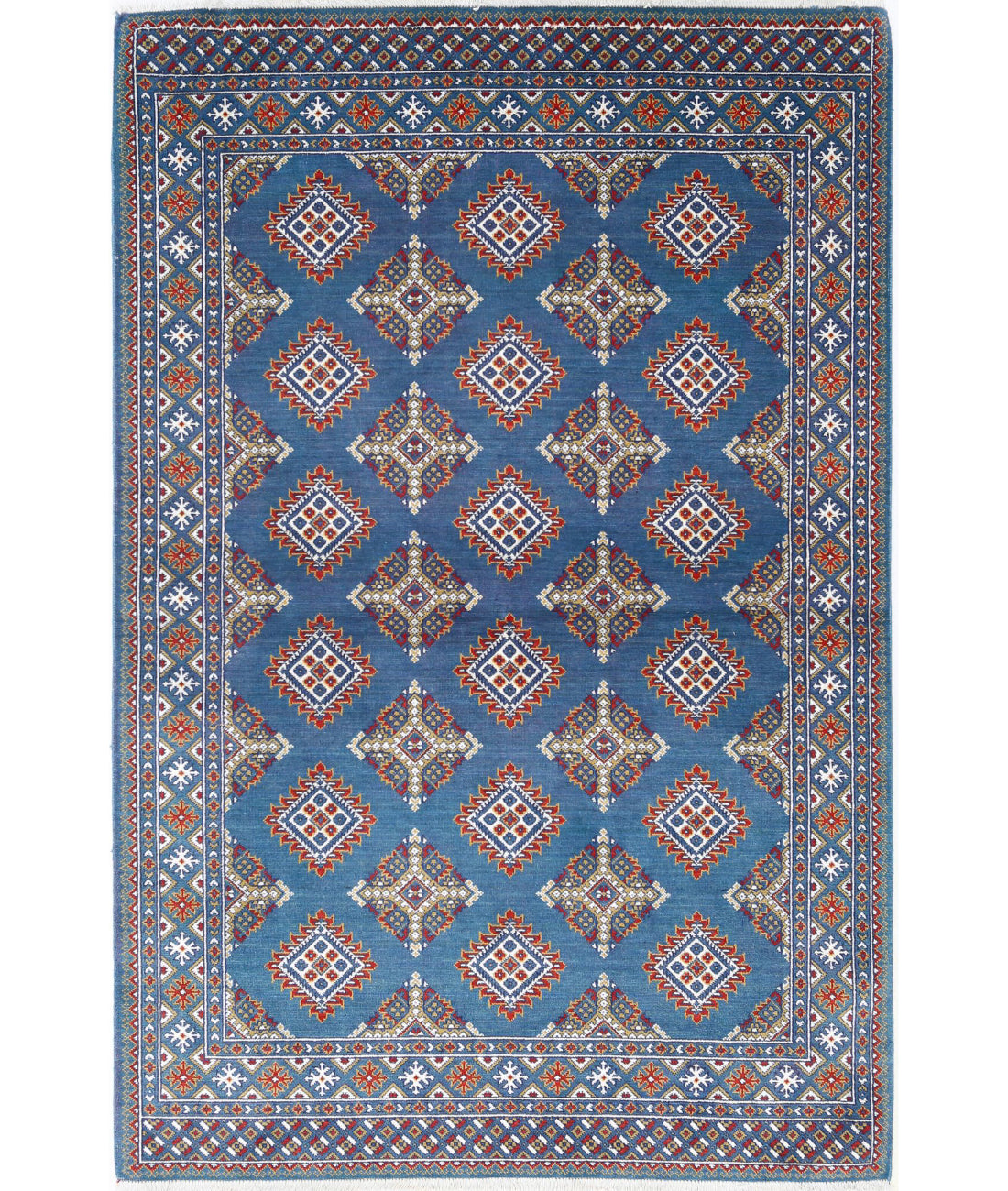 Gulshan Wool & Bamboo Silk Rug - 3'11'' x 6'0'' 3'11'' x 6'0'' (118 X 180) / Blue / Red