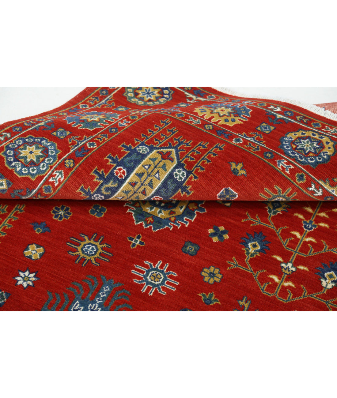 Gulshan Wool & Bamboo Silk Rug - 4'0'' x 5'9'' 4'0'' x 5'9'' (120 X 173) / Red / Blue