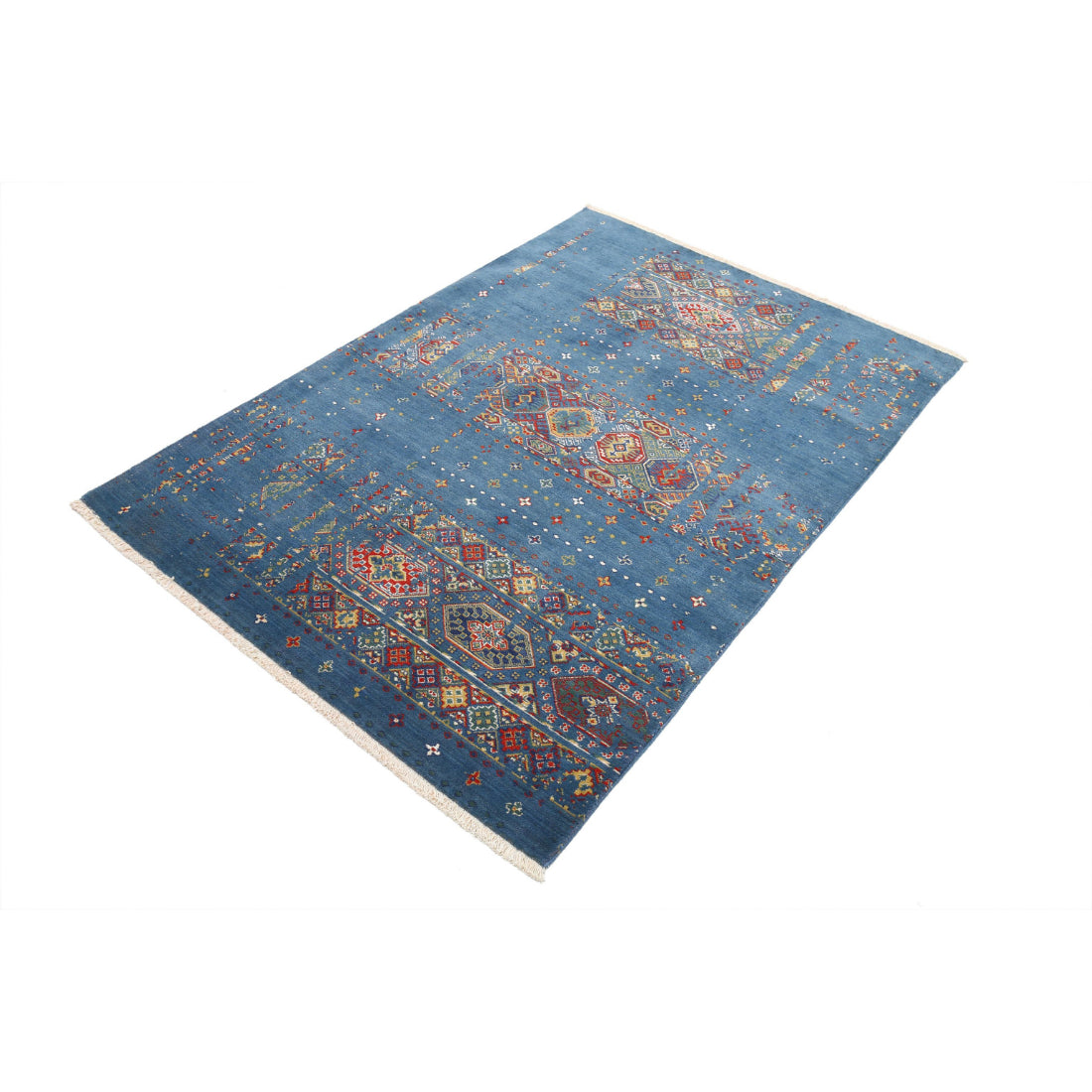Alfombra Gulshan de lana y seda de bambú - 4'0'' x 5'9''