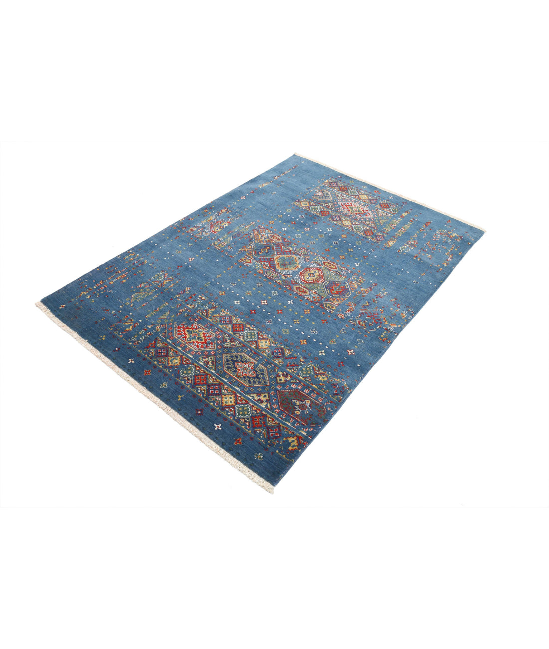 Alfombra Gulshan de lana y seda de bambú - 4'0'' x 5'9''