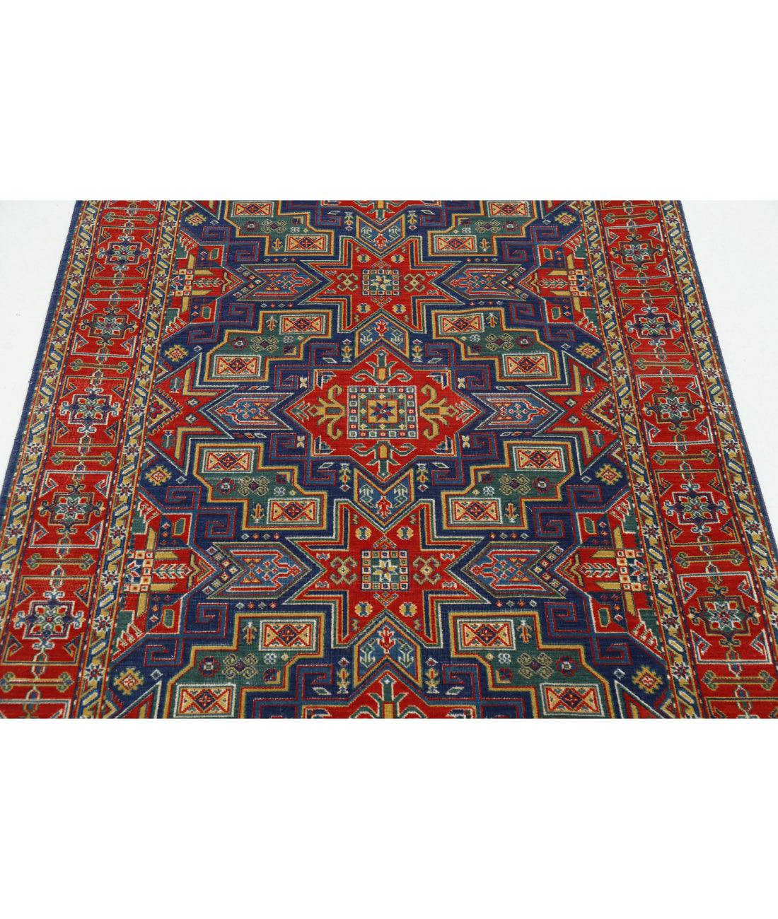 Gulshan Wool & Bamboo Silk Rug - 4'0'' x 5'9'' 4'0'' x 5'9'' (120 X 173) / Blue / Red
