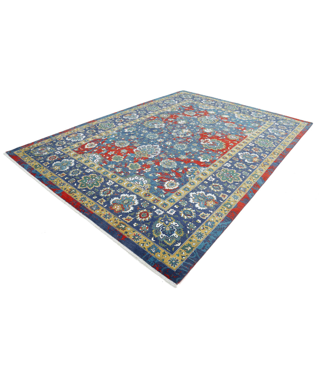 Gulshan Wool & Bamboo Silk Rug - 8'10'' x 12'2'' 8'10'' x 12'2'' (265 X 365) / Blue / Red