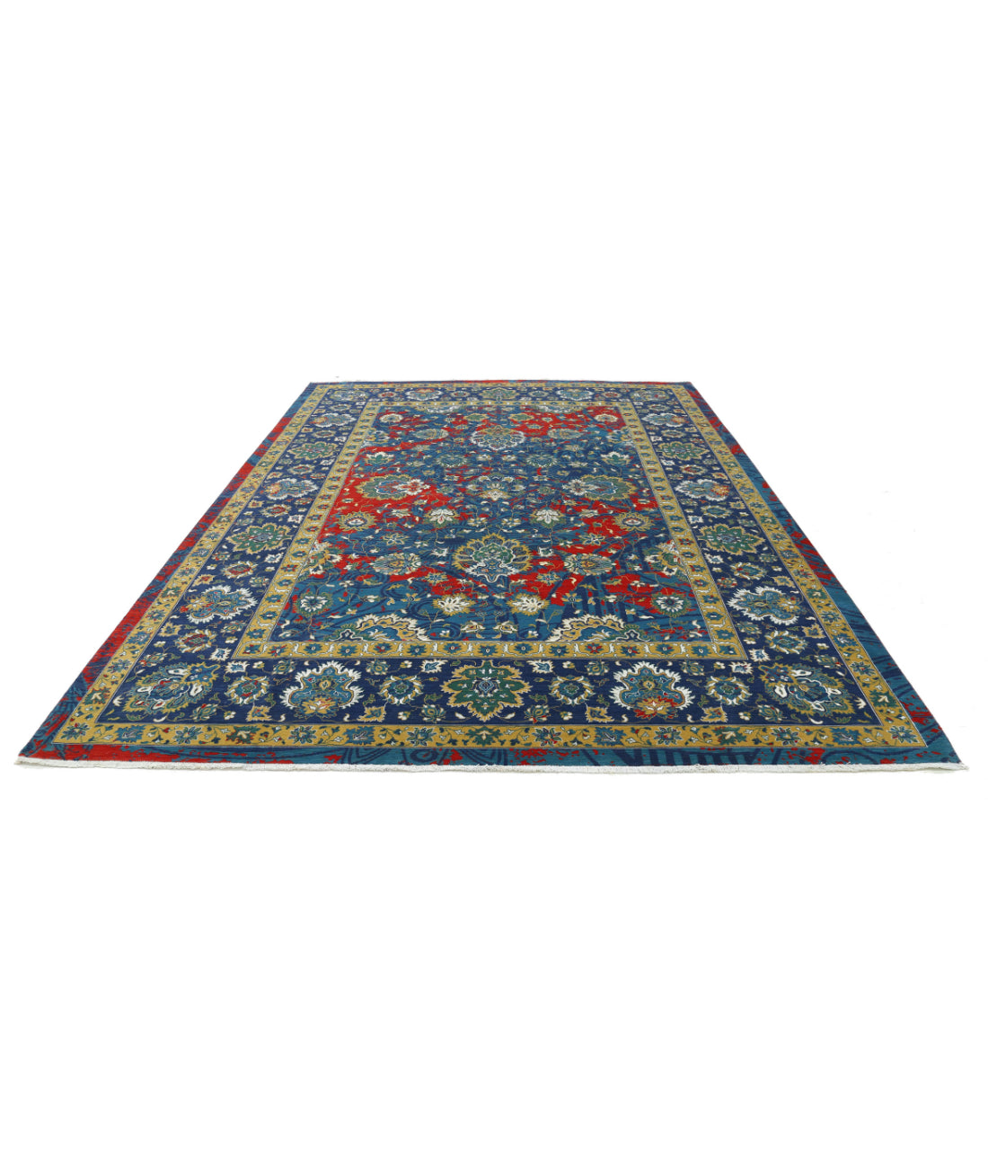 Gulshan Wool & Bamboo Silk Rug - 8'10'' x 12'2'' 8'10'' x 12'2'' (265 X 365) / Blue / Red