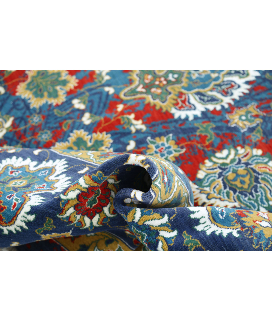 Gulshan Wool & Bamboo Silk Rug - 8'10'' x 12'2'' 8'10'' x 12'2'' (265 X 365) / Blue / Red