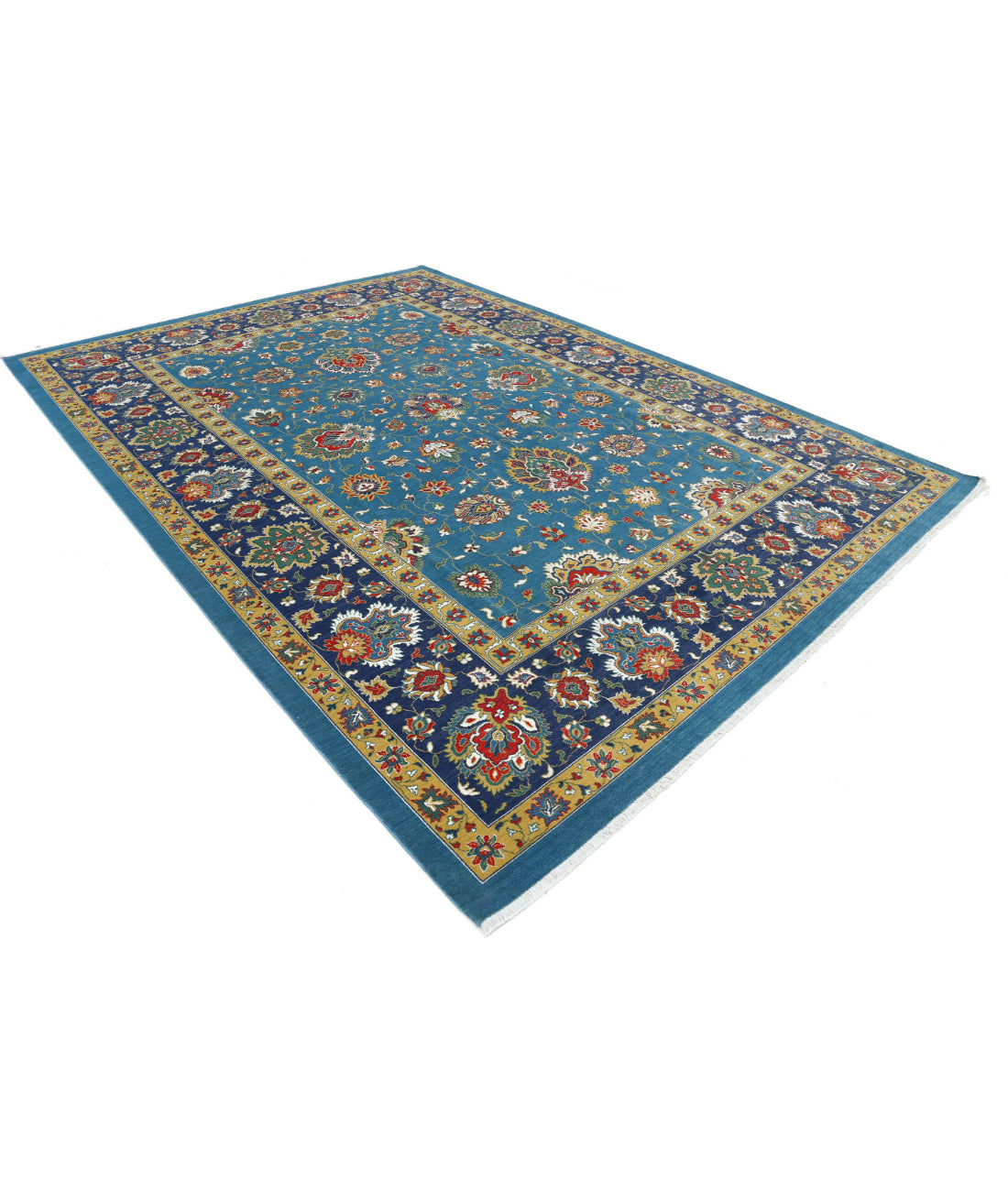 Gulshan Wool & Bamboo Silk Rug - 8'10'' x 12'3'' 8'10'' x 12'3'' (265 X 368) / Teal / Blue