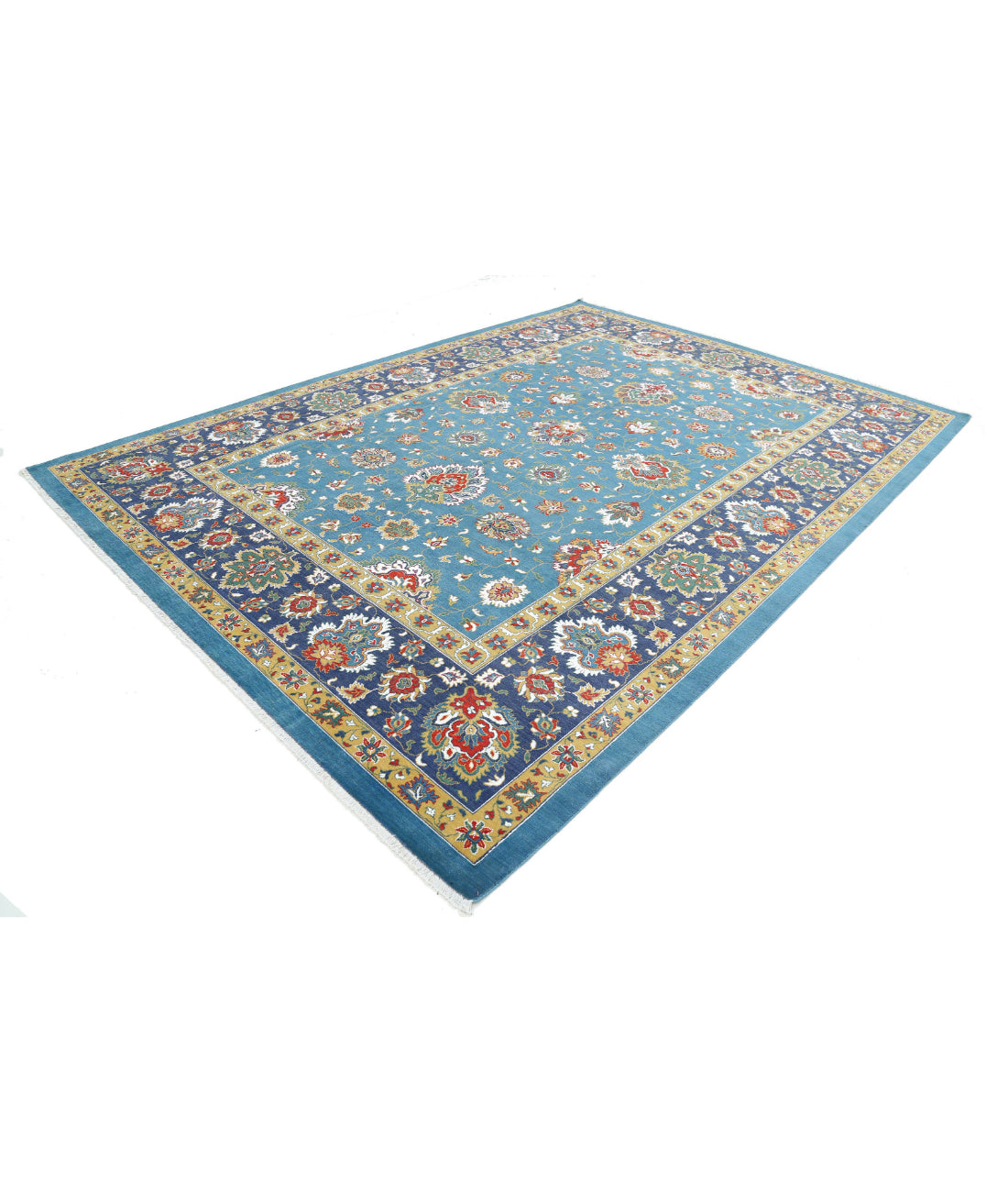 Gulshan Wool & Bamboo Silk Rug - 8'10'' x 12'3'' 8'10'' x 12'3'' (265 X 368) / Teal / Blue