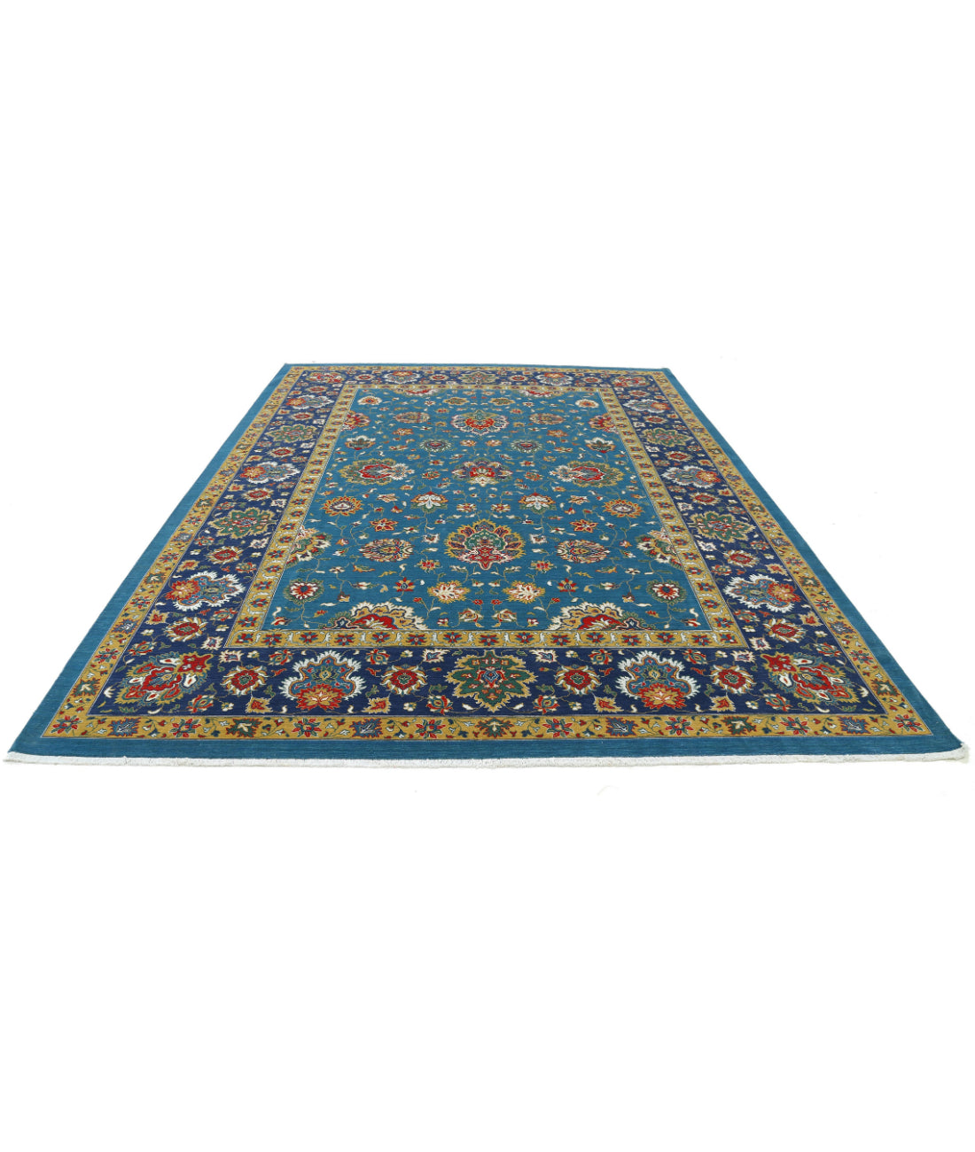 Gulshan Wool & Bamboo Silk Rug - 8'10'' x 12'3'' 8'10'' x 12'3'' (265 X 368) / Teal / Blue
