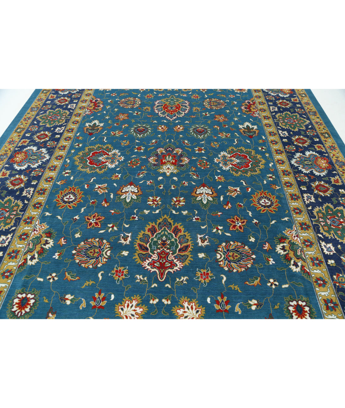 Gulshan Wool & Bamboo Silk Rug - 8'10'' x 12'3'' 8'10'' x 12'3'' (265 X 368) / Teal / Blue