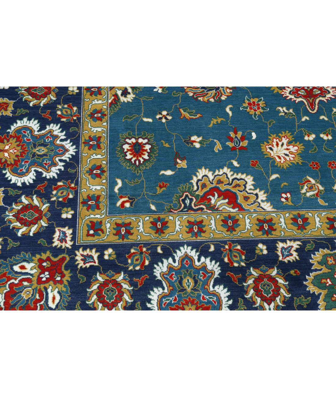 Gulshan Wool & Bamboo Silk Rug - 8'10'' x 12'3'' 8'10'' x 12'3'' (265 X 368) / Teal / Blue