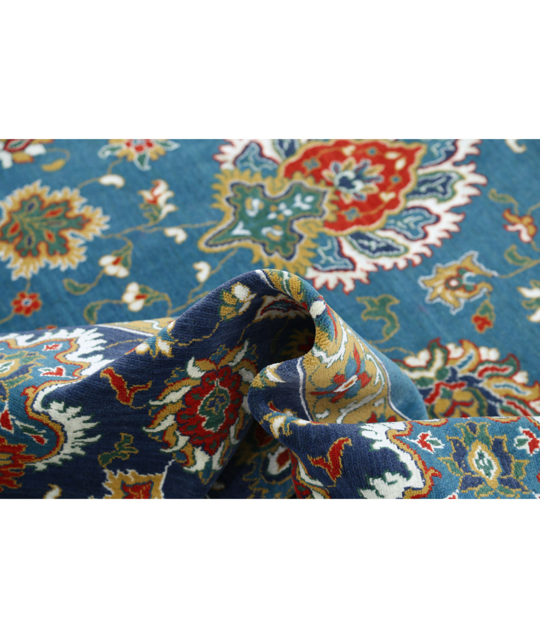 Gulshan Wool & Bamboo Silk Rug - 8'10'' x 12'3'' 8'10'' x 12'3'' (265 X 368) / Teal / Blue