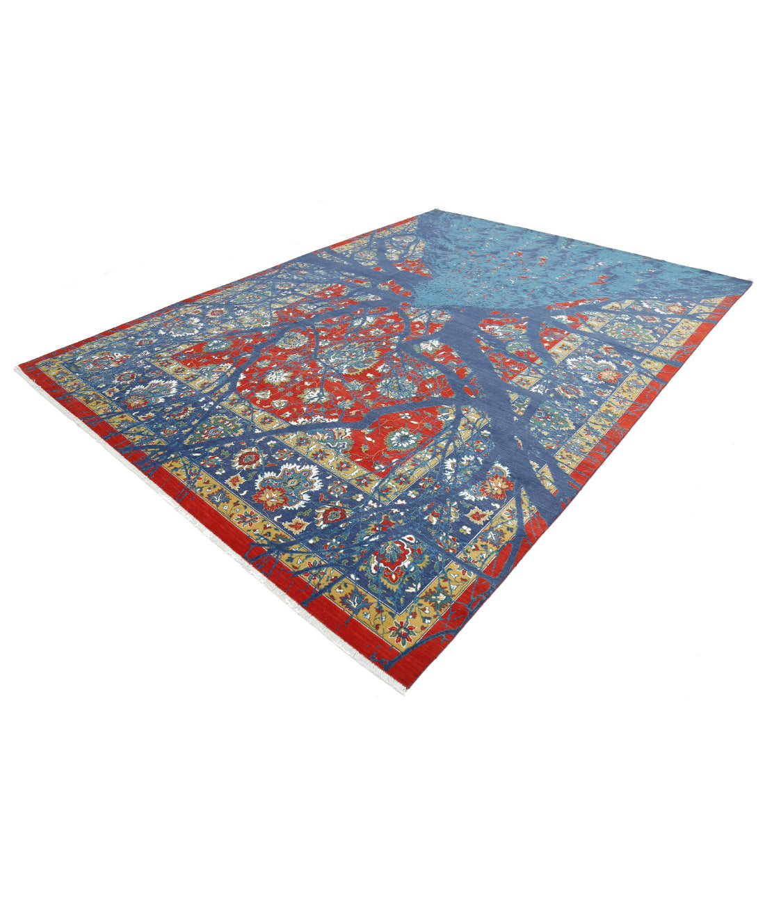 Gulshan Wool & Bamboo Silk Rug - 8'10'' x 12'3'' 8'10'' x 12'3'' (265 X 368) / Blue / Red